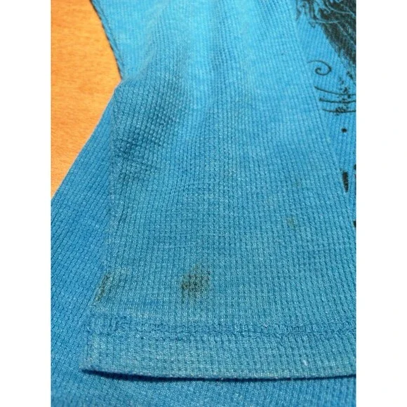 CJ Black Thermal Shirt Mens Waffle Knit Y2K Jnco Affliction Long Sleeve Size XL - Picture 2 of 6